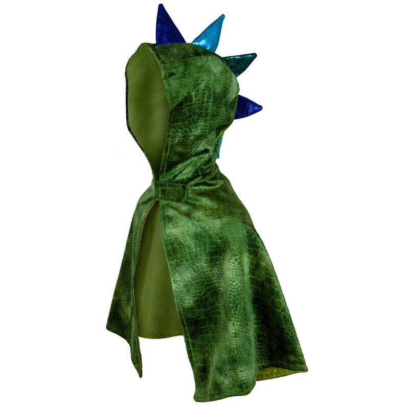 HOODED BABY DINOSAUR cape Soft velour cape with satin finish. Toddler dinosaur cape , pretend play dressup, kids dressup image 9