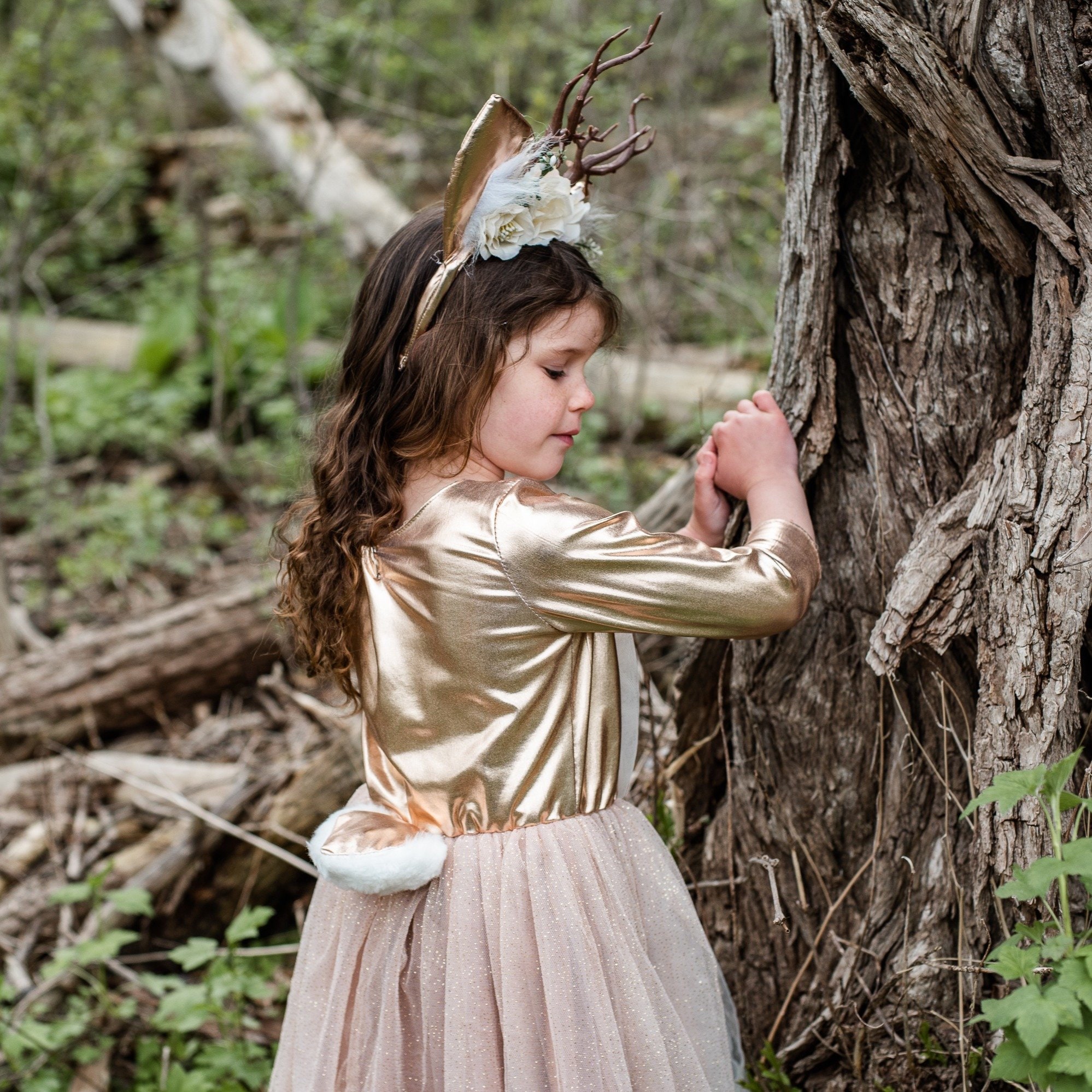 Woodland Deer Dress With Headpiece Girls Deer Dress Fawn - Etsy