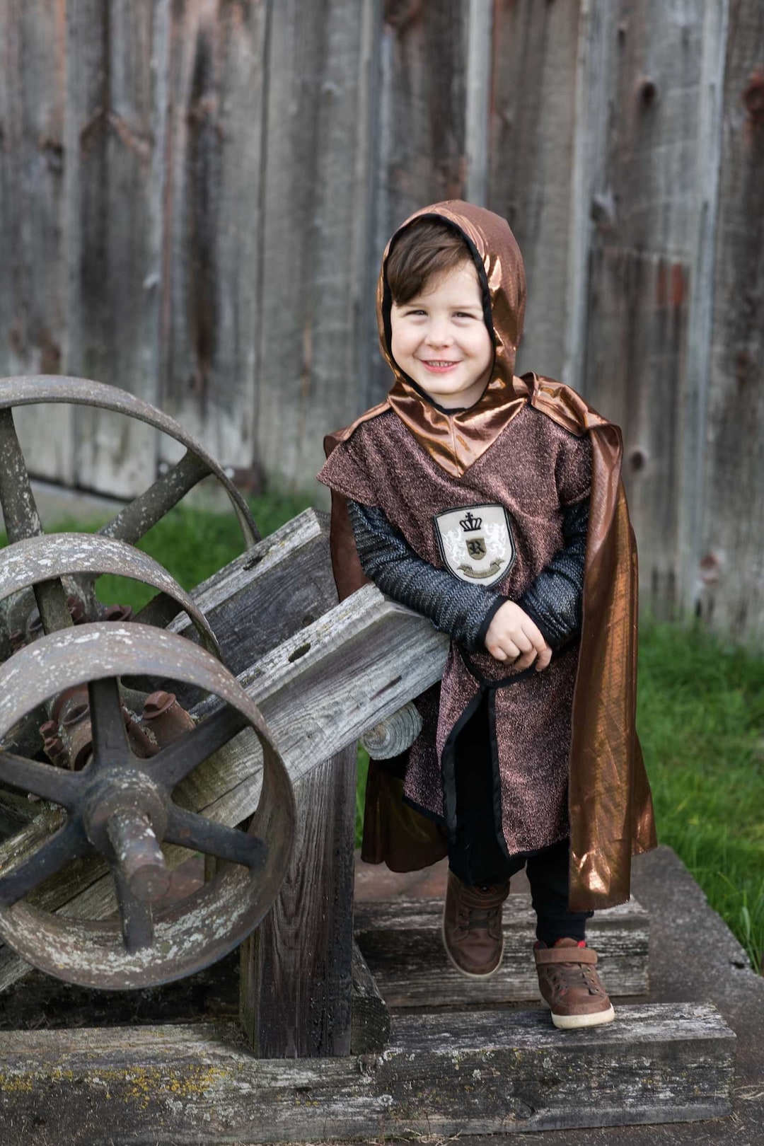 Brilliant Copper Knight Tunic With Cape, Kids Knight Costume, Knight Tunic Set, Gold and Silver ...