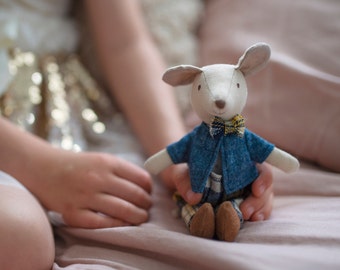 Archie the Mouse Mini Doll,  Soft Doll, soft-bodied mouse Doll, Soft mouse Doll, cloth doll, soft doll, mouse doll