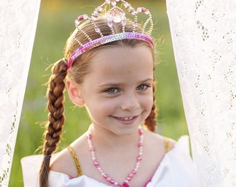 Pink & Gold Fairy Princess Tiara, princess tiara, princess crown, pretend crown, kids dressup