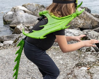 Green Dragon Tail, kids rubberized dragon tail, kids dragon tail, dragon costume for kids, green dragon