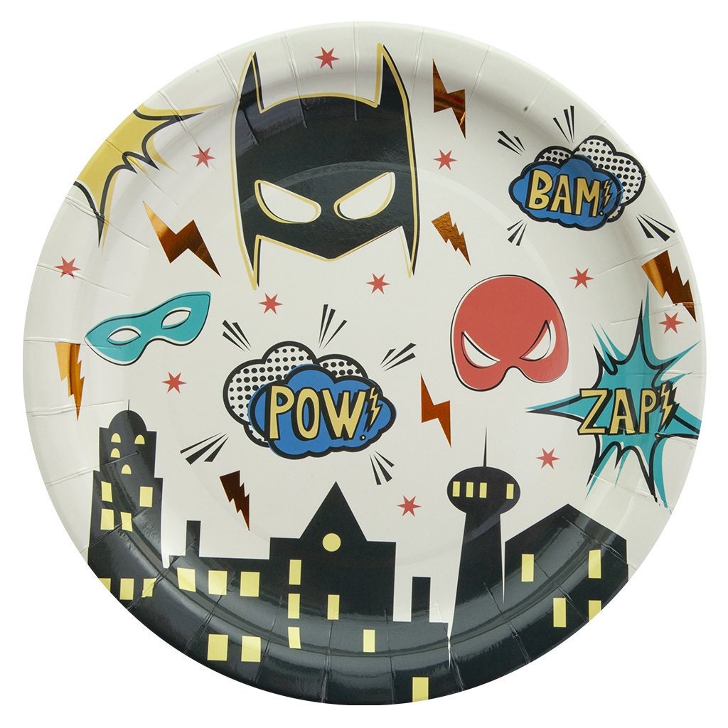 Superhero Birthday Plates Superhero Party Plates Superherpo Etsy