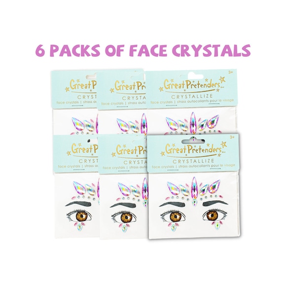 6 Face Crystals for Kids, Face Gems, 3D Face Stickers, Face