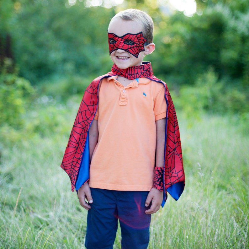 Spider Cape Set With Mask and Cuffs Pretend Play Dressup - Etsy