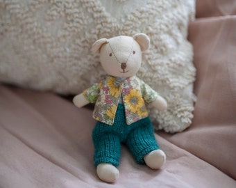 Bobbie the Bear Mini Doll, Soft Doll, soft-bodied bear Doll, Soft bear Doll, cloth doll, soft doll, bear doll
