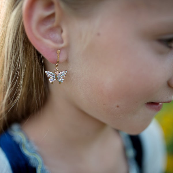 Boutique Butterfly Clip On Earrings, kids clip on earrings, kids earrings, butterfly earrings, unpierced earrings for kids
