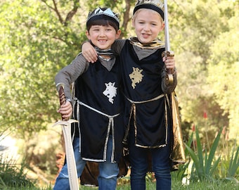 Kids Knight Costume, Knight Tunic Set, Gold and Silver, pretend play dressup, kids dressup