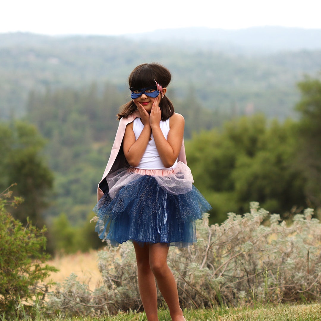 Super-duper Tutu/cape/mask, Pink & Navy, Superhero Costume for Girls - Etsy