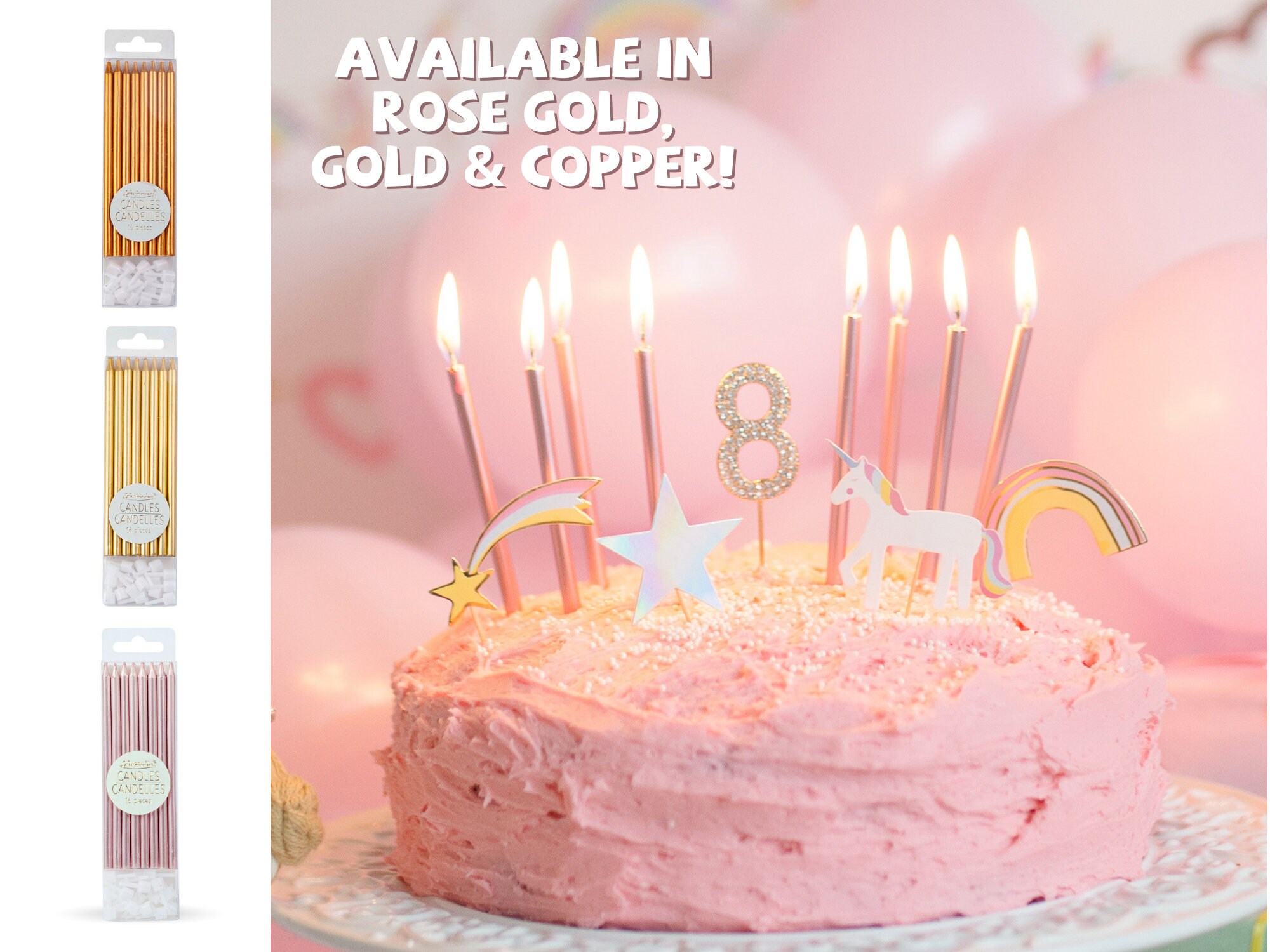 Tall Gold Birthday Candles 12.5cm/5in Gold Candles Gold Cake Decorations  Gold Cake Candles Gold Party Decor 
