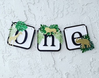 Pancarta de cumpleaños estilo safari, decoración de primer cumpleaños en la jungla