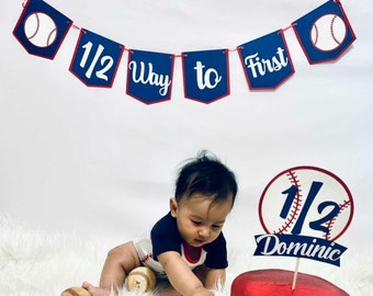 Baseball 1/2 Birthday Banner, Halfway to First Decorations