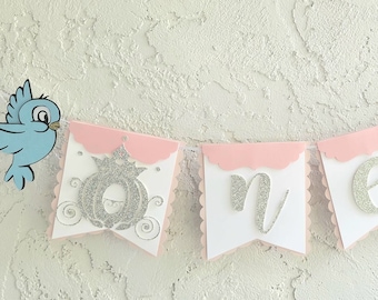 Personalized Cinderella Highchair Banner, Happy Birthday carriage banner