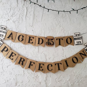 Aged To Perfection Banner, Whiskey Birthday Banner, Bourbon Banner, Whiskey Party Decor.