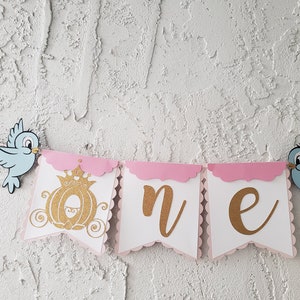 Cinderella One Banner, Cinderella highchair banner, Princess Highchair banner,