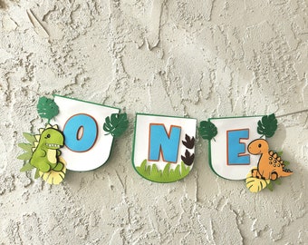 Dinosaur One banner ,One  high chair banner, Dinosaur Birthday Decorations.