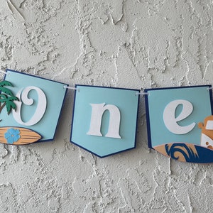 Surf Birthday Banner, Surf high chair banner,Big One Wave Birthday, Surfing Birthday Decor,