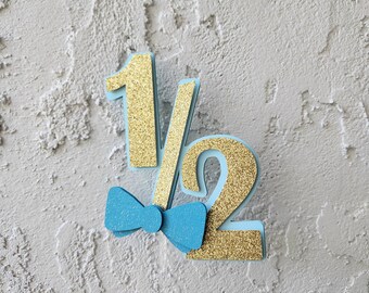 1/2 birthday Cake Topper ,Half Birthday Cake Topper, Bow half cake topper,6 months cake topper, cake topper,