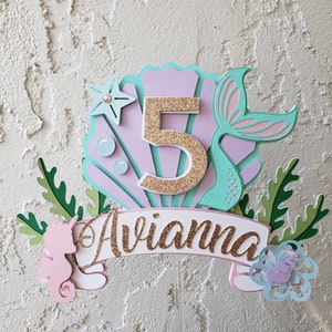 Mermaid Cake Topper, Little mermaid cake topper, Under the sea cake topper, Mermaid Banner, Mermaid High Chair Banner,