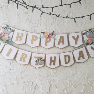 Sloth High Chair Banner ,Sloth One Banner ,First Birthday Banner , Sloth Party Banner image 7