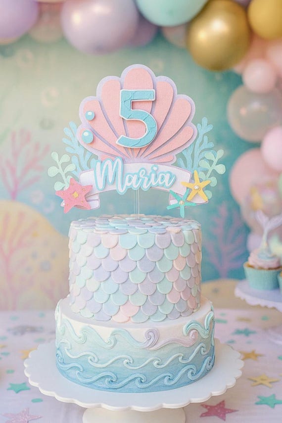 Mermaid Cake Topper Under the Sea Birthday Party Decoration