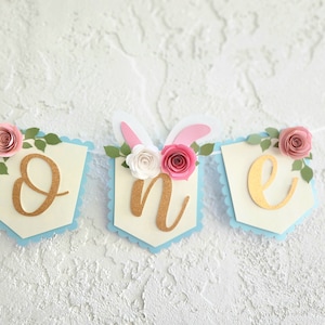 Bunny First Birthday Banner, Floral Easter Theme