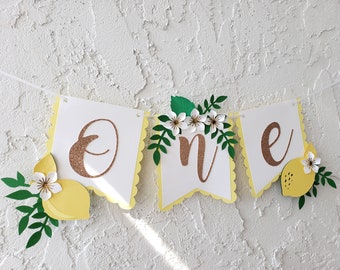 Lemon Highchair Banner, Lemonade First Birthday,Lemon Cake Topper