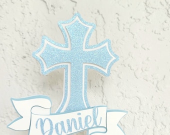 Personalisierte Glitter Kreuz Cake Topper,Taufe, Taufe, Kommunion