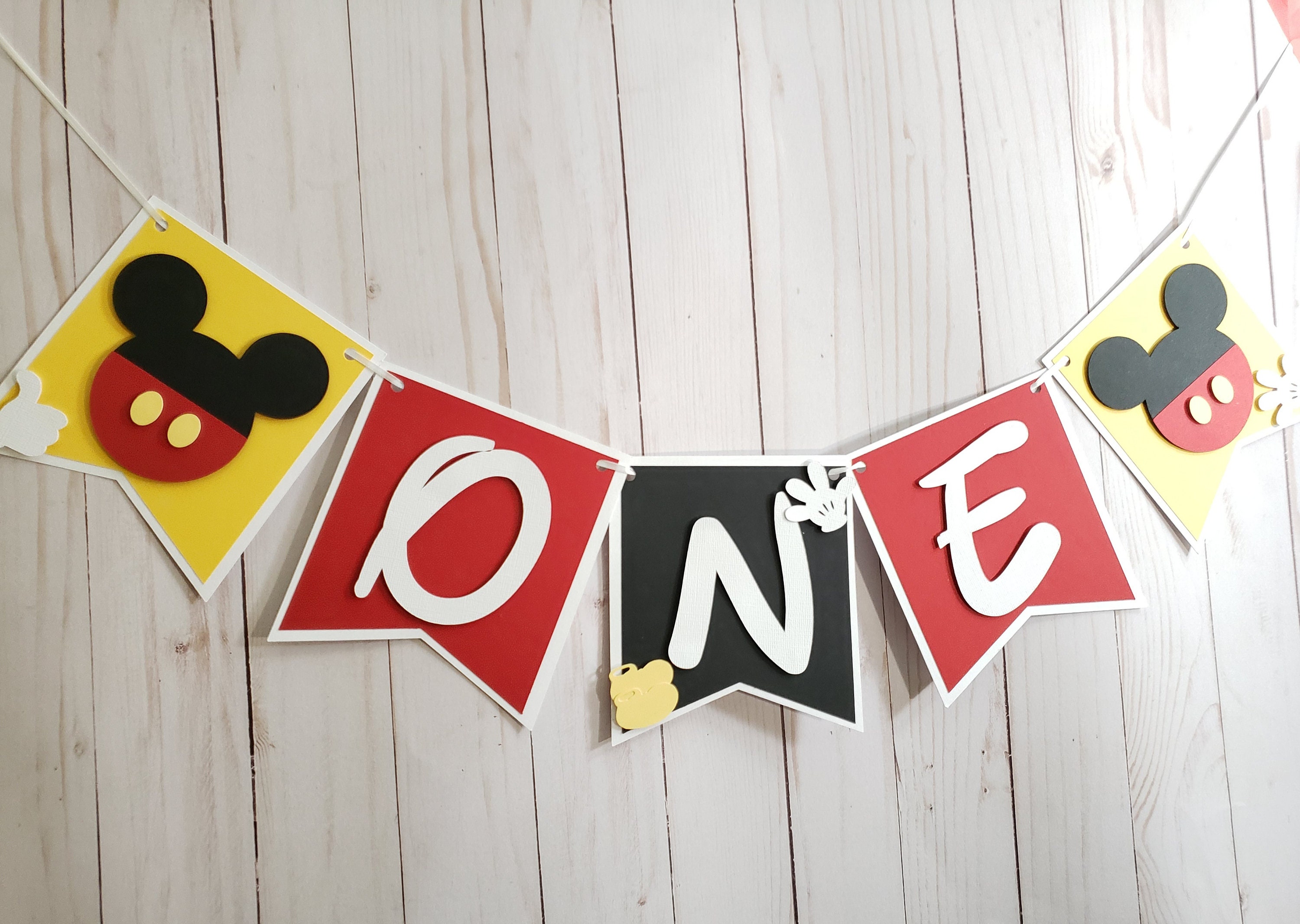 Mickey Mouse Birthday Banner Mickey Birthday First Birthday Etsy