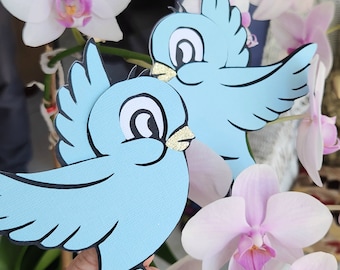 Cinderella Blue Birds Decor:Card Stock Party Decorations (Set of 2)