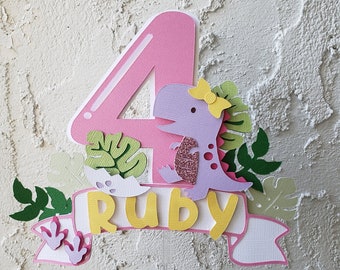 Dinosaur Birthday Cake Topper, Customizable Party Decor