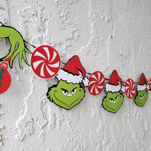 Grinch Banner, Grinch Garland, Grinch Christmas Decor, Peppermint ...