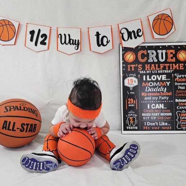 Basketball 1/2 birthday banner, Half way to One banner, Basketball banner, half birthday decorations.