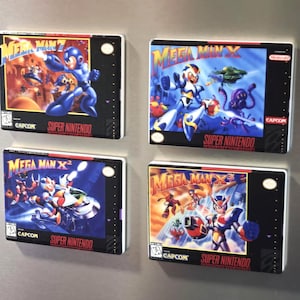 Mega Man SNES Box Art Ceramic Fridge Magnets / Retro Gaming Decor / Gamer Gift / Nintendo Fan Gift / Video Game