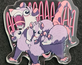 Screaming Mother Opossum acryl sleutelhanger