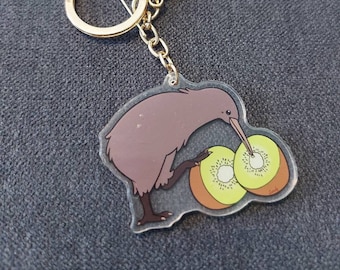 Schattige kiwi-sleutelhanger