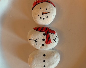 Snowman Painted Rock Etsy