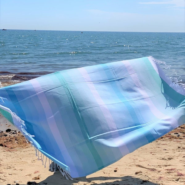 Turkish % 100 Cotton - Beach Towel - Peshtemal Towel - Turkish Towel - Hammam Towel - Travel Towel - Bath Towel - Spa Towel - Fouta Towel