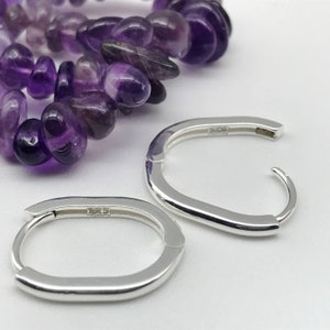 Sterling Silver Oval Earrings ,925 Sterling Silver Ovate minimalist earrings, Huggie Earrings,gift for her