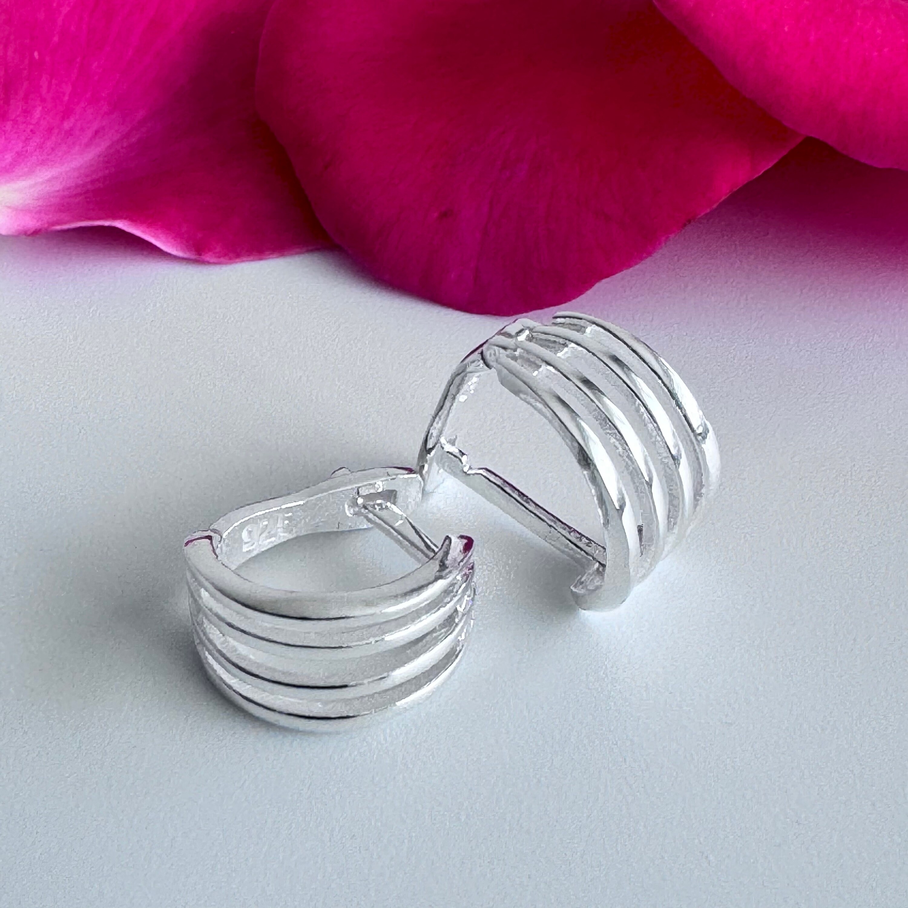 [haesool] 925Silver☆GME44 Earrings Minimalist 925 Sterling Silver Hoop Earrings,sterling Silver