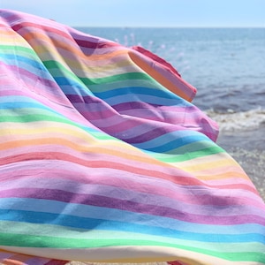 Turkish % 100 Cotton - Beach Towel - Peshtemal Towel - Turkish Towel - Hammam Towel - Travel Towel - Bath Towel - Spa Towel - Rainbow