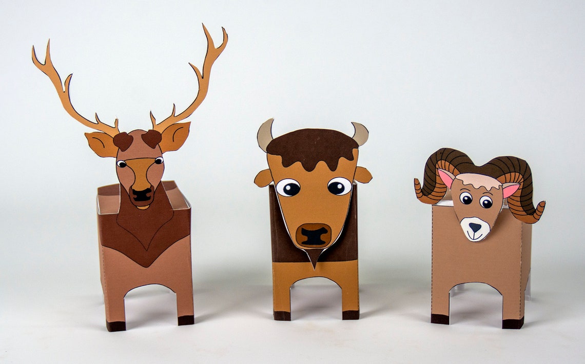 Paper Animal 3D Models Color Printed Templates Kids Craft | Etsy