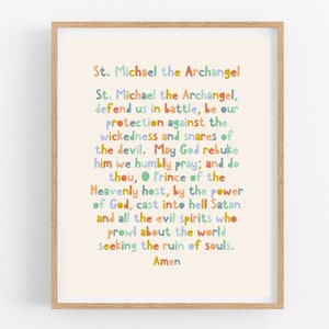 St Michael Prayer Print: Boho Christian Nursery Art (Digital Download)