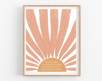 Aufgehende Sonne Poster: Boho Christliche Kinderzimmer Kunst (Digitaler Download)