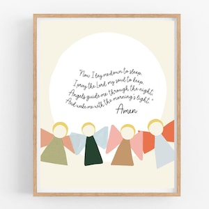 Now I Lay Me Down to Sleep Print, christliches Gebetszeichen, christliches Kinderzimmer, Boho Home Decor, Gute-Nacht-Gebet, Gebetsdruck