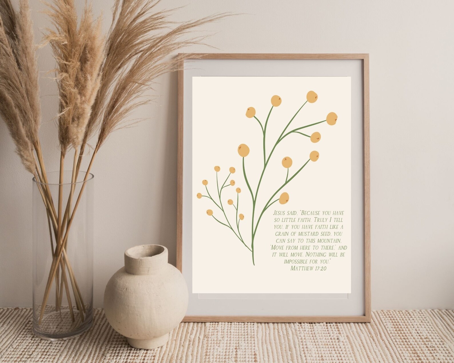 Mustard Seed Print Scripture Christian Art Neutral Nursery | Etsy