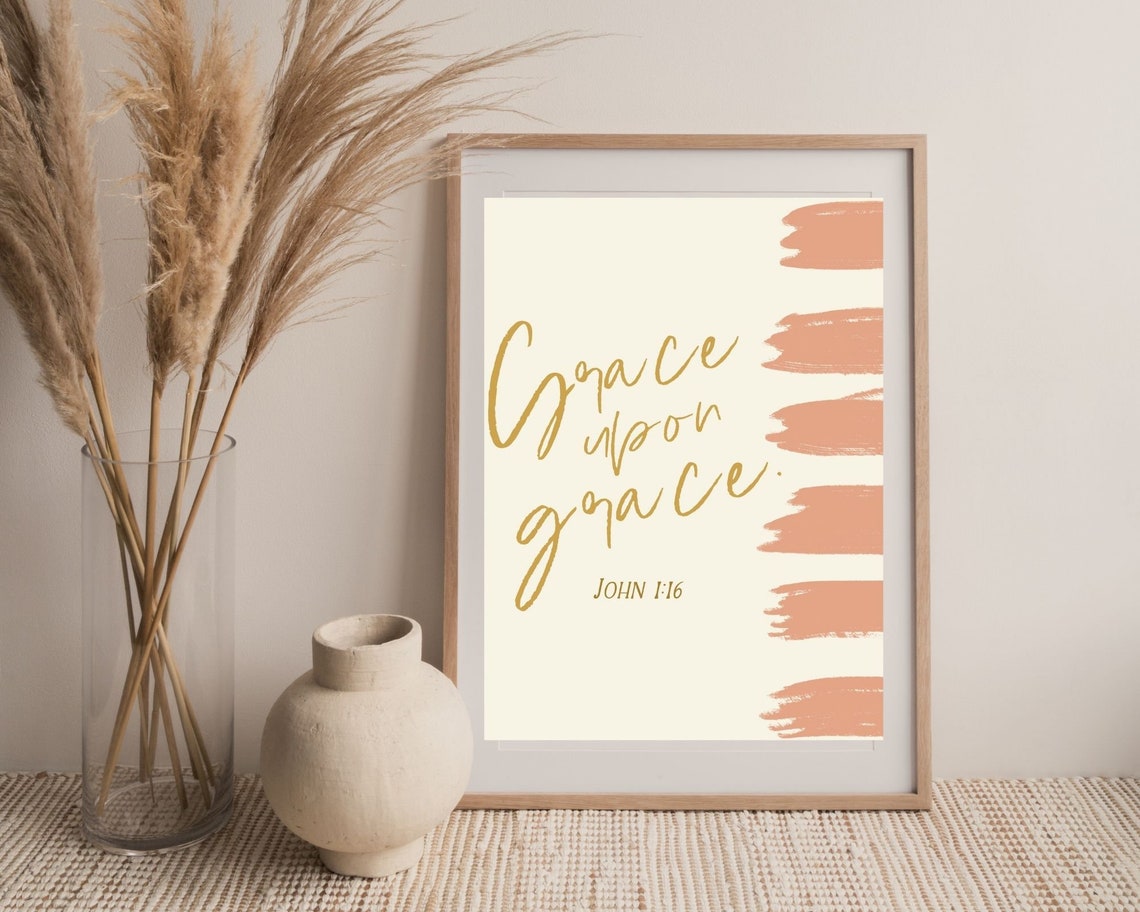 Grace Upon Grace Print Scripture Art Christian Nursery - Etsy