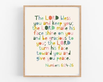 Numeri 6:24-26, Wandkunst Druck, Bibel Vers Wandkunst, Christliches Wohnkultur, Boho Kinderzimmer Wandkunst, The Blessing Elevation Worship Songtext