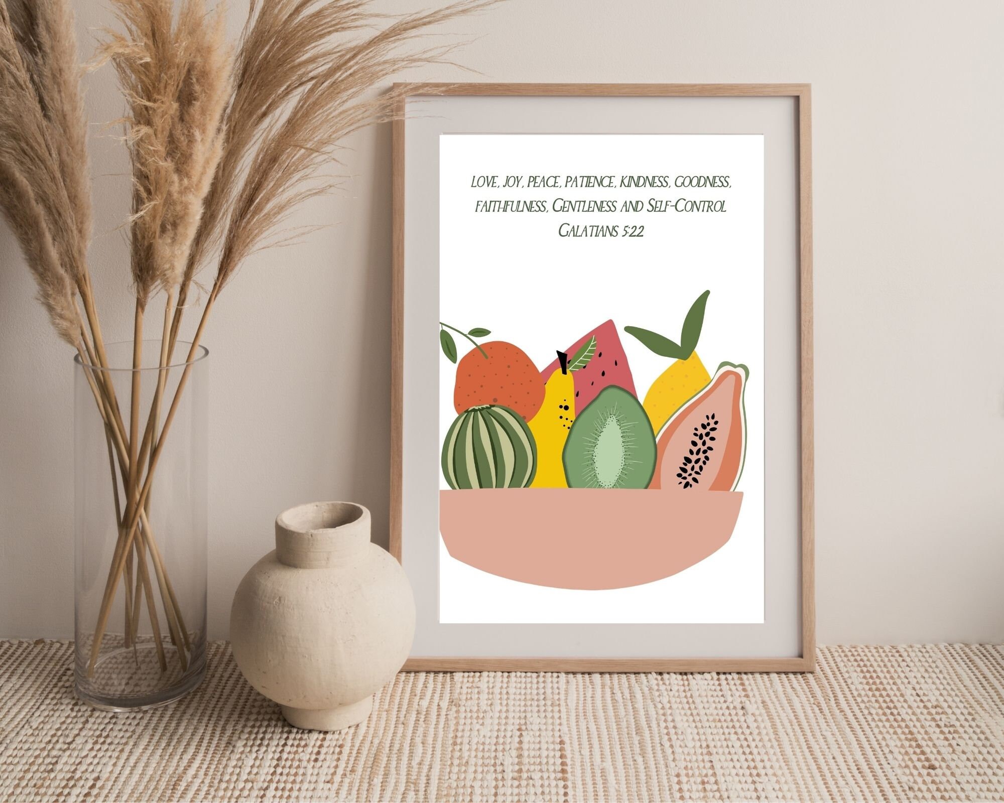 Fruit Art Fruits of the Spirit Nursery Decor Christian Art Etsy UK