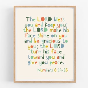 Numbers 6:24-26, Wall Art Print, Bible Verse Wall Art, Christian Home Decor, Boho Nursery Wall Art, The Blessing Elevation Worship Lyrics